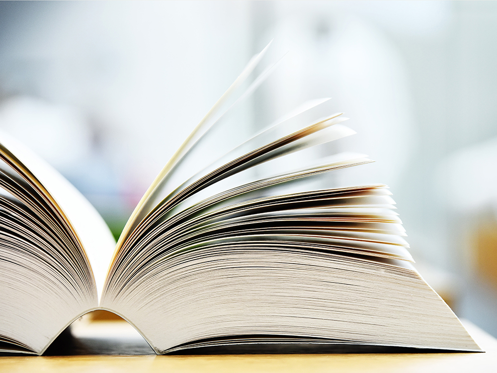 Picture of an open book representing the product catalog. 